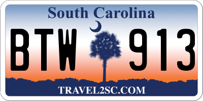 SC license plate BTW913