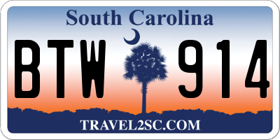 SC license plate BTW914