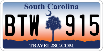 SC license plate BTW915