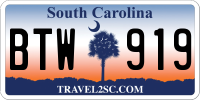 SC license plate BTW919