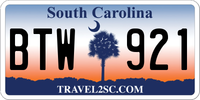 SC license plate BTW921