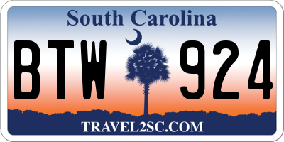 SC license plate BTW924