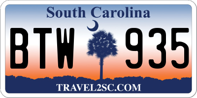 SC license plate BTW935