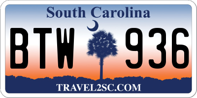 SC license plate BTW936