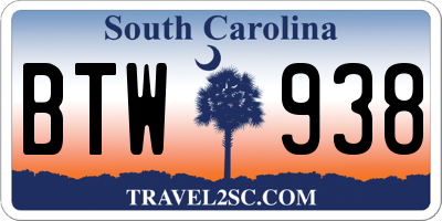 SC license plate BTW938