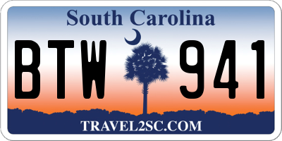 SC license plate BTW941