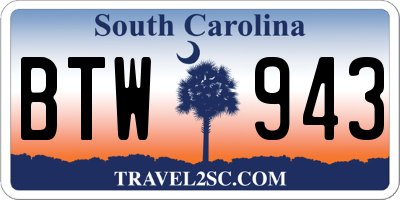 SC license plate BTW943