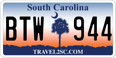 SC license plate BTW944