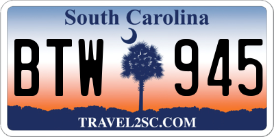 SC license plate BTW945