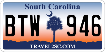 SC license plate BTW946