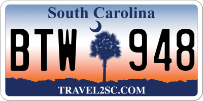 SC license plate BTW948