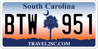 SC license plate BTW951