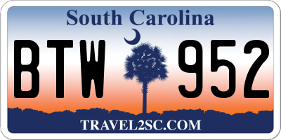 SC license plate BTW952