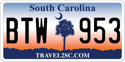 SC license plate BTW953