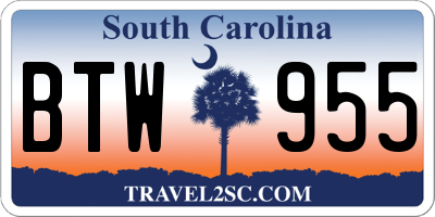 SC license plate BTW955