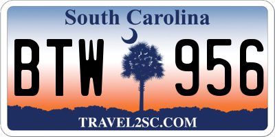 SC license plate BTW956