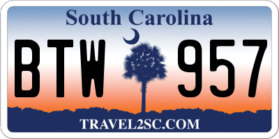 SC license plate BTW957