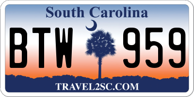 SC license plate BTW959