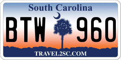 SC license plate BTW960