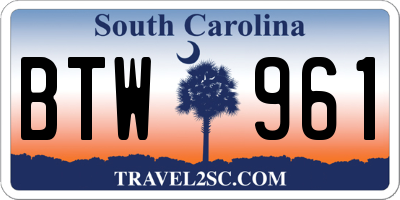 SC license plate BTW961