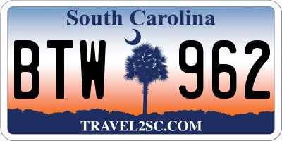SC license plate BTW962
