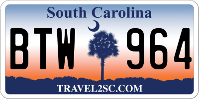 SC license plate BTW964