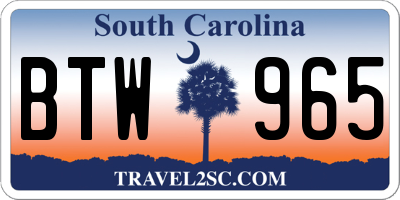 SC license plate BTW965