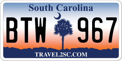SC license plate BTW967