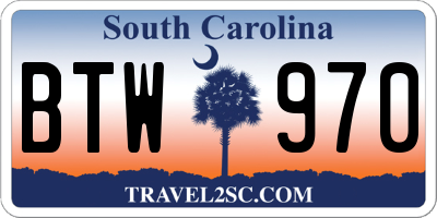 SC license plate BTW970