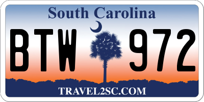 SC license plate BTW972