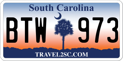 SC license plate BTW973