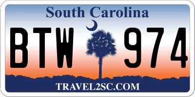 SC license plate BTW974