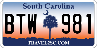 SC license plate BTW981