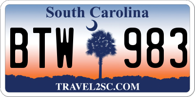 SC license plate BTW983