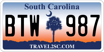 SC license plate BTW987
