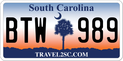 SC license plate BTW989