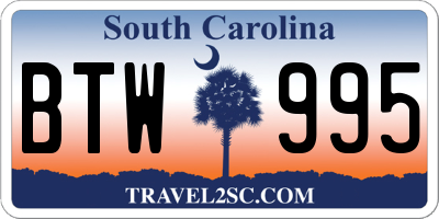 SC license plate BTW995