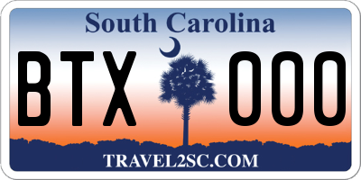 SC license plate BTX000