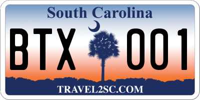 SC license plate BTX001