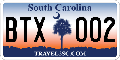 SC license plate BTX002