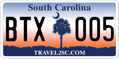 SC license plate BTX005