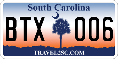 SC license plate BTX006