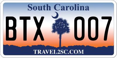 SC license plate BTX007
