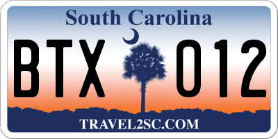 SC license plate BTX012