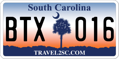 SC license plate BTX016
