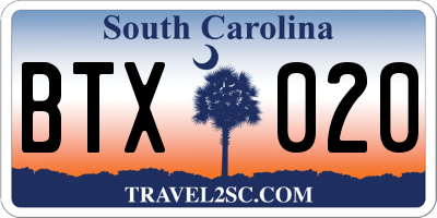 SC license plate BTX020