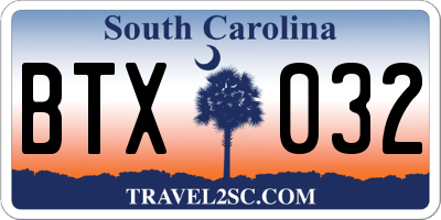 SC license plate BTX032
