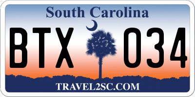 SC license plate BTX034