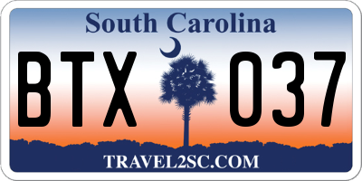 SC license plate BTX037