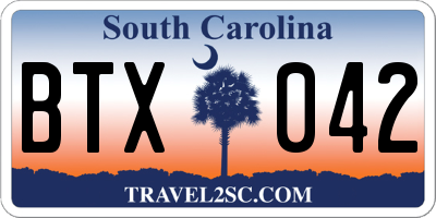 SC license plate BTX042